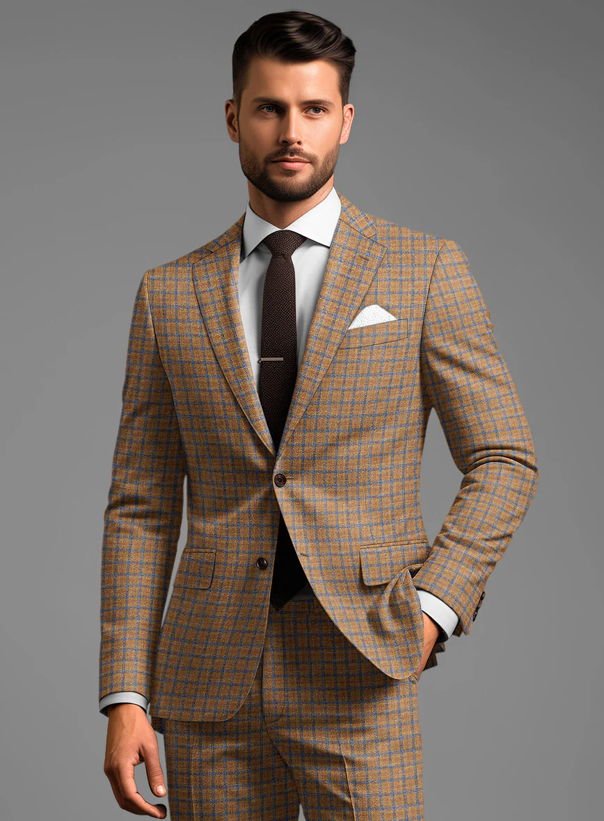 Noble Mustard Check Wool Silk Linen Jacket - Image 2