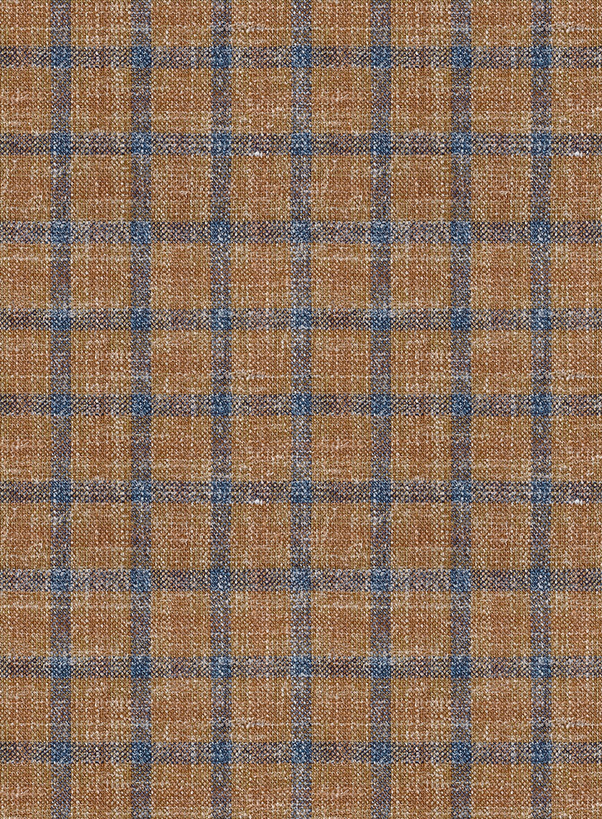 Noble Mustard Check Wool Silk Linen Suit - Image 7