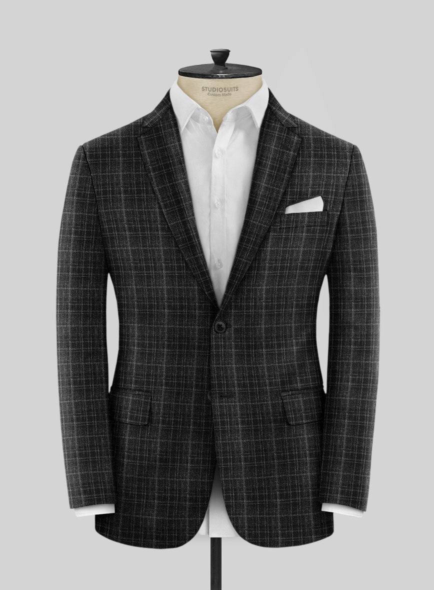 Noble Nicolas Black Wool Silk Linen Jacket