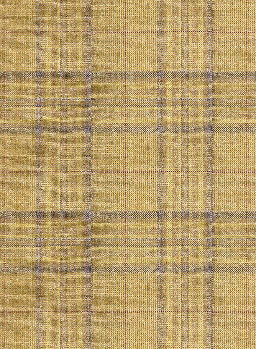 Noble Ochre Check Wool Silk Linen Suit - Image 7