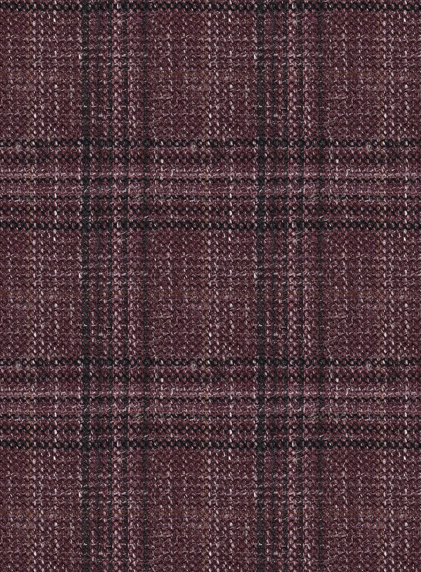 Noble Purple Check Wool Silk Linen Jacket - Image 3