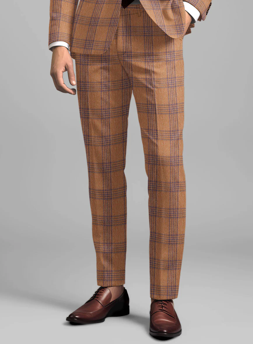 Noble Rust Check Wool Silk Linen Suit - Image 5