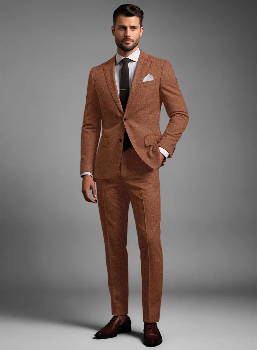 Noble Rust Wool Silk Linen Suit