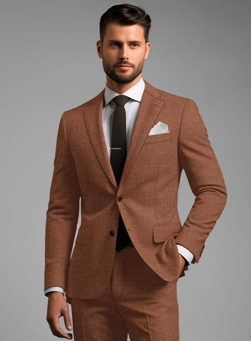 Noble Rust Wool Silk Linen Suit - Image 3