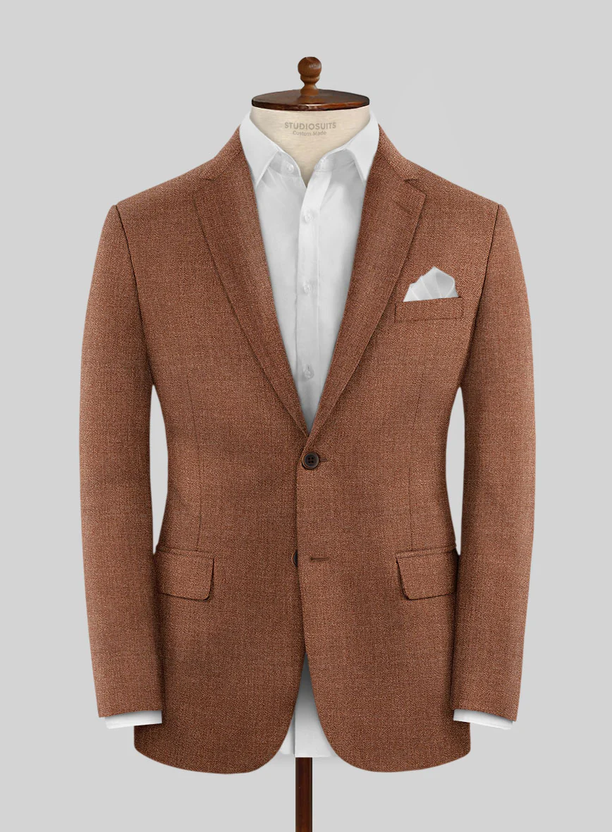 Noble Rust Wool Silk Linen Suit - Image 4