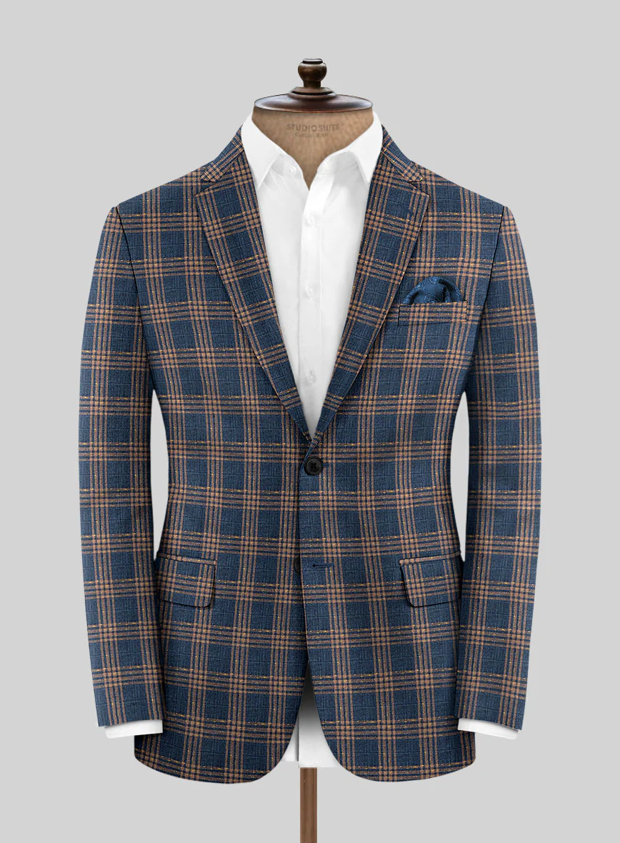 Noble Santiago Blue Wool Silk Linen Jacket