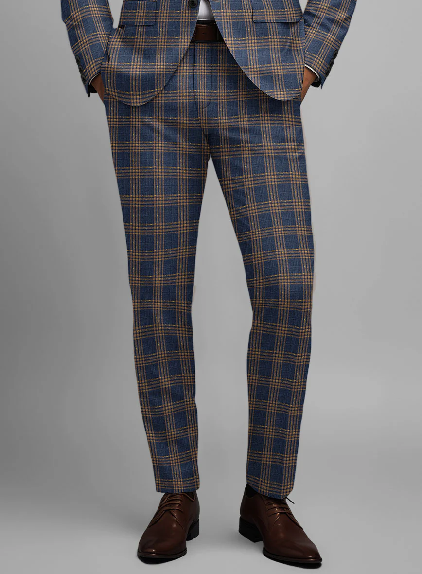 Noble Santiago Blue Wool Silk Linen Pants - Image 2