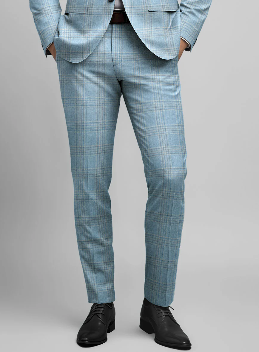 Noble Sky Blue Wool Silk Linen Suit - Image 5