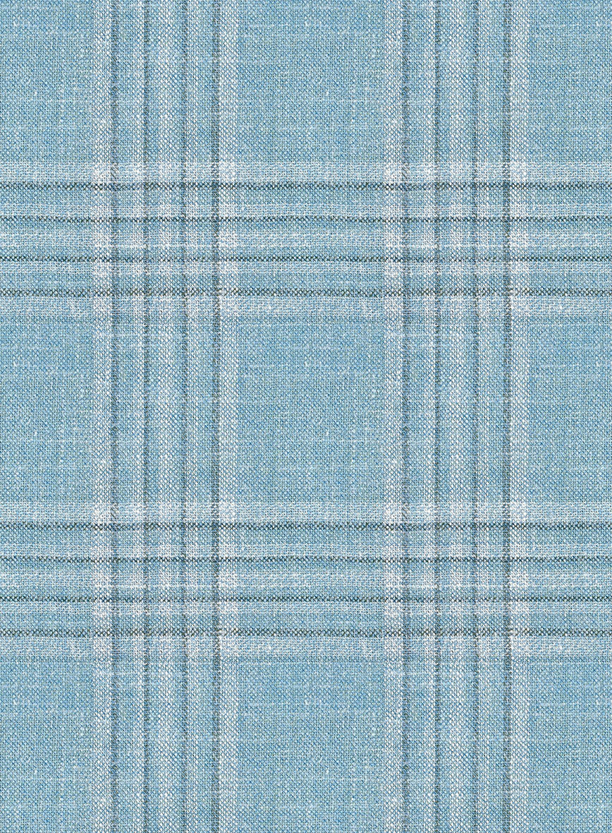 Noble Sky Blue Wool Silk Linen Suit - Image 7