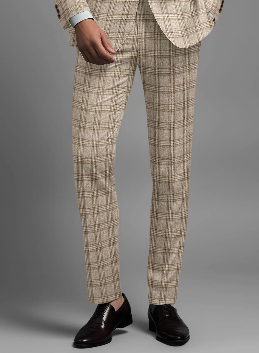 Noble Sofia Beige Wool Silk Linen Pants - Image 2