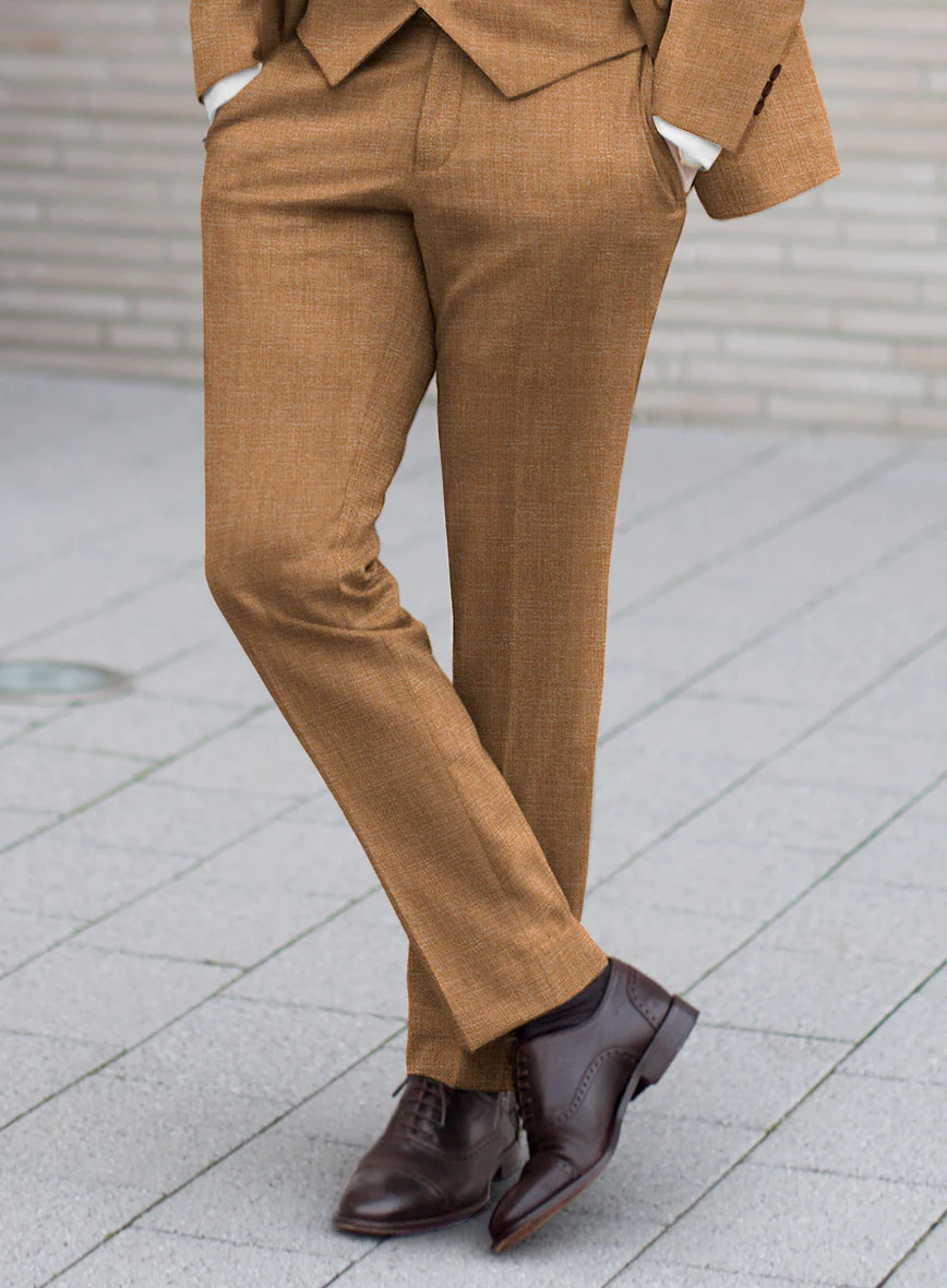 Noble Tan Wool Silk Linen Pants - Image 2