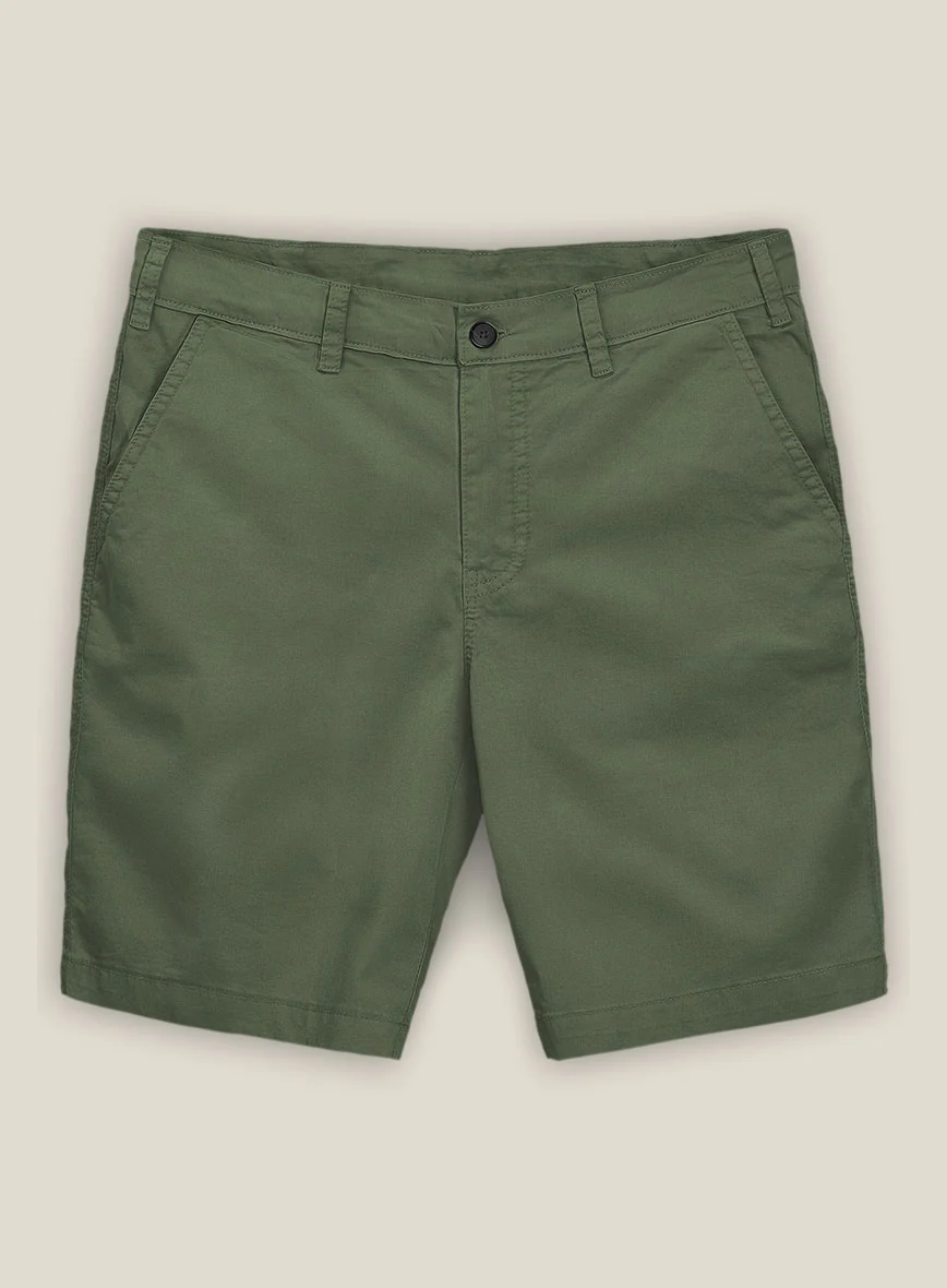 Olive Green Cotton Shorts