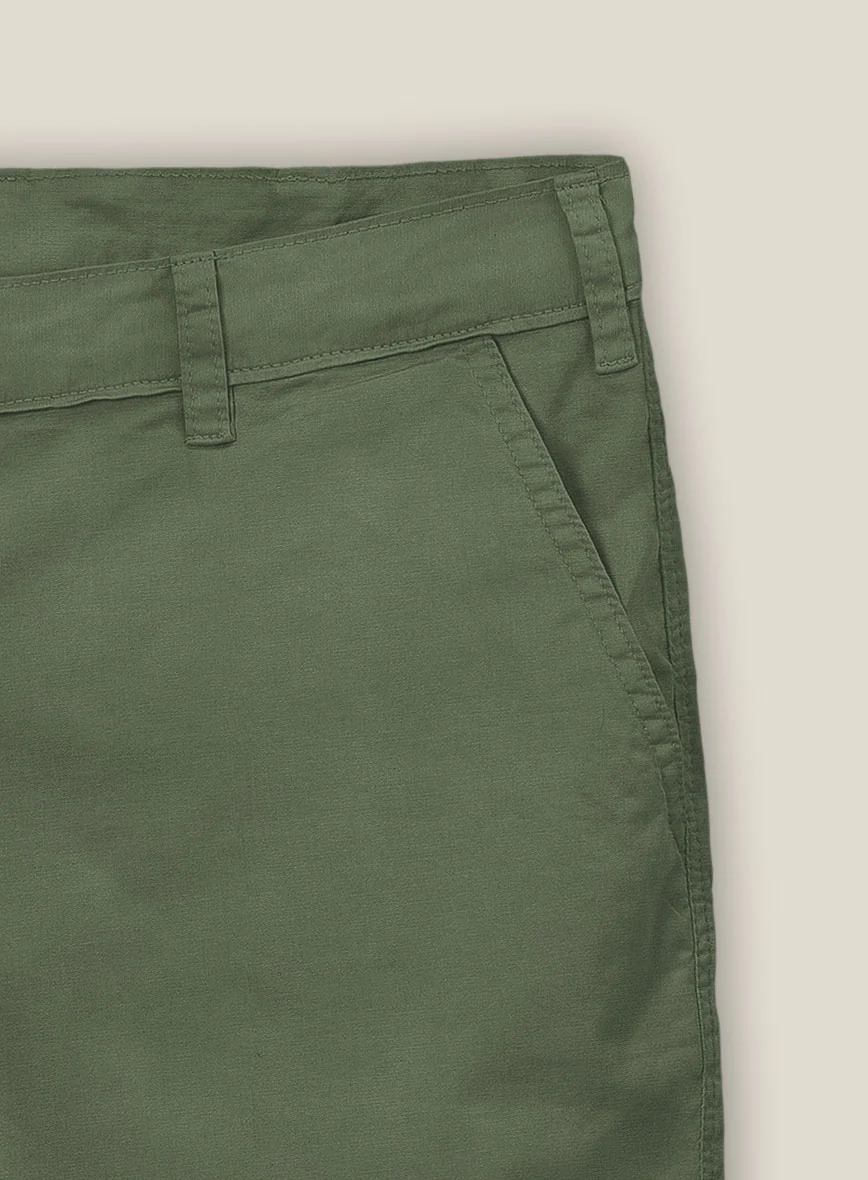 Olive Green Cotton Shorts - Image 3