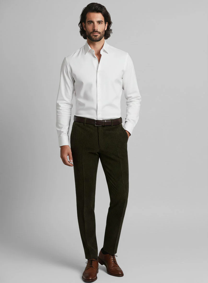 Olive Green Stretch Corduroy Suit - Image 7