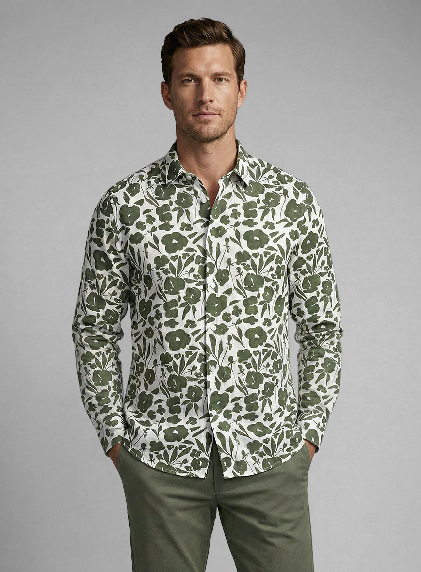 Olive Silhouette Cotton Shirt