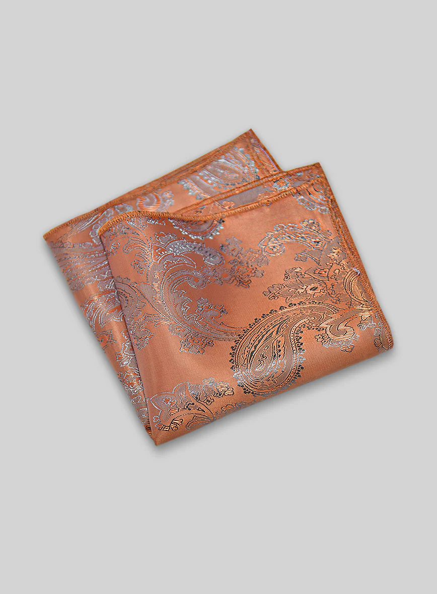 Paisley Pocket Square -Copper