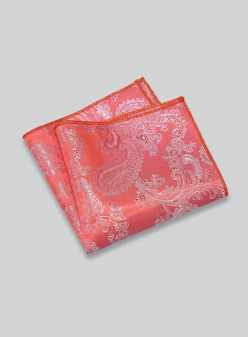 Paisley Pocket Square - Coral Pink