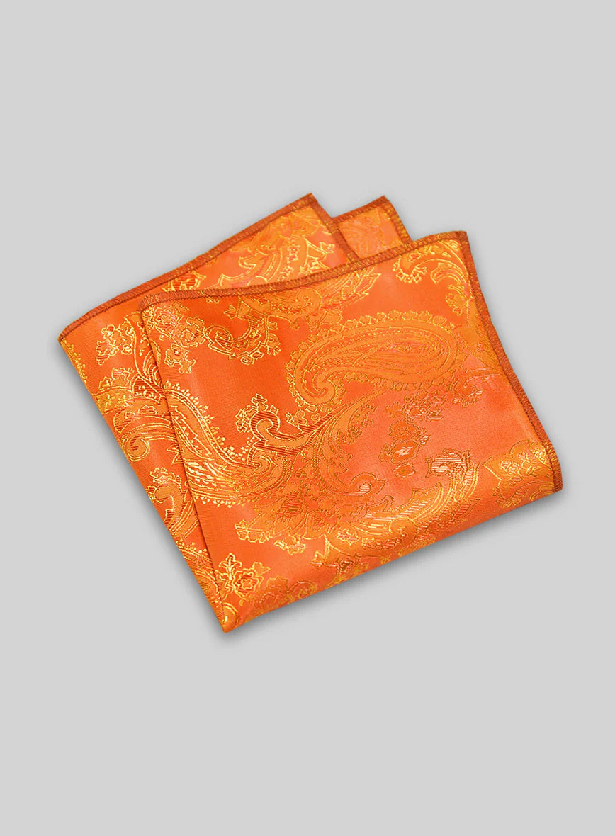 Paisley Pocket Square - Cuban Orange