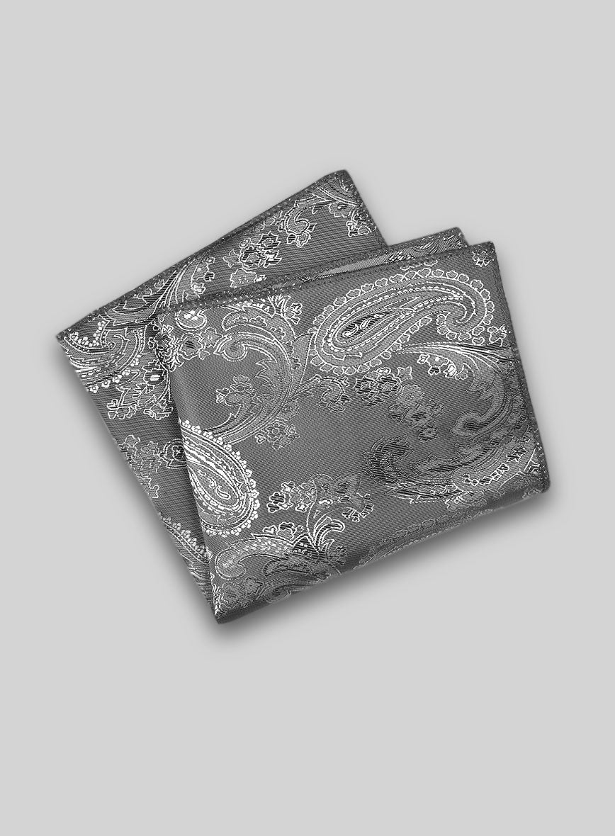 Paisley Pocket Square - Silver