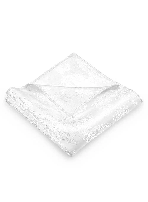 Paisley Pocket Square - White