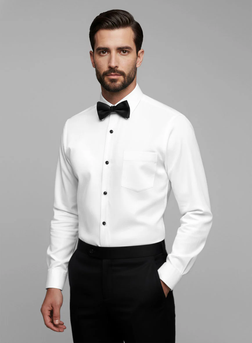 Plain Front White Tuxedo Shirt
