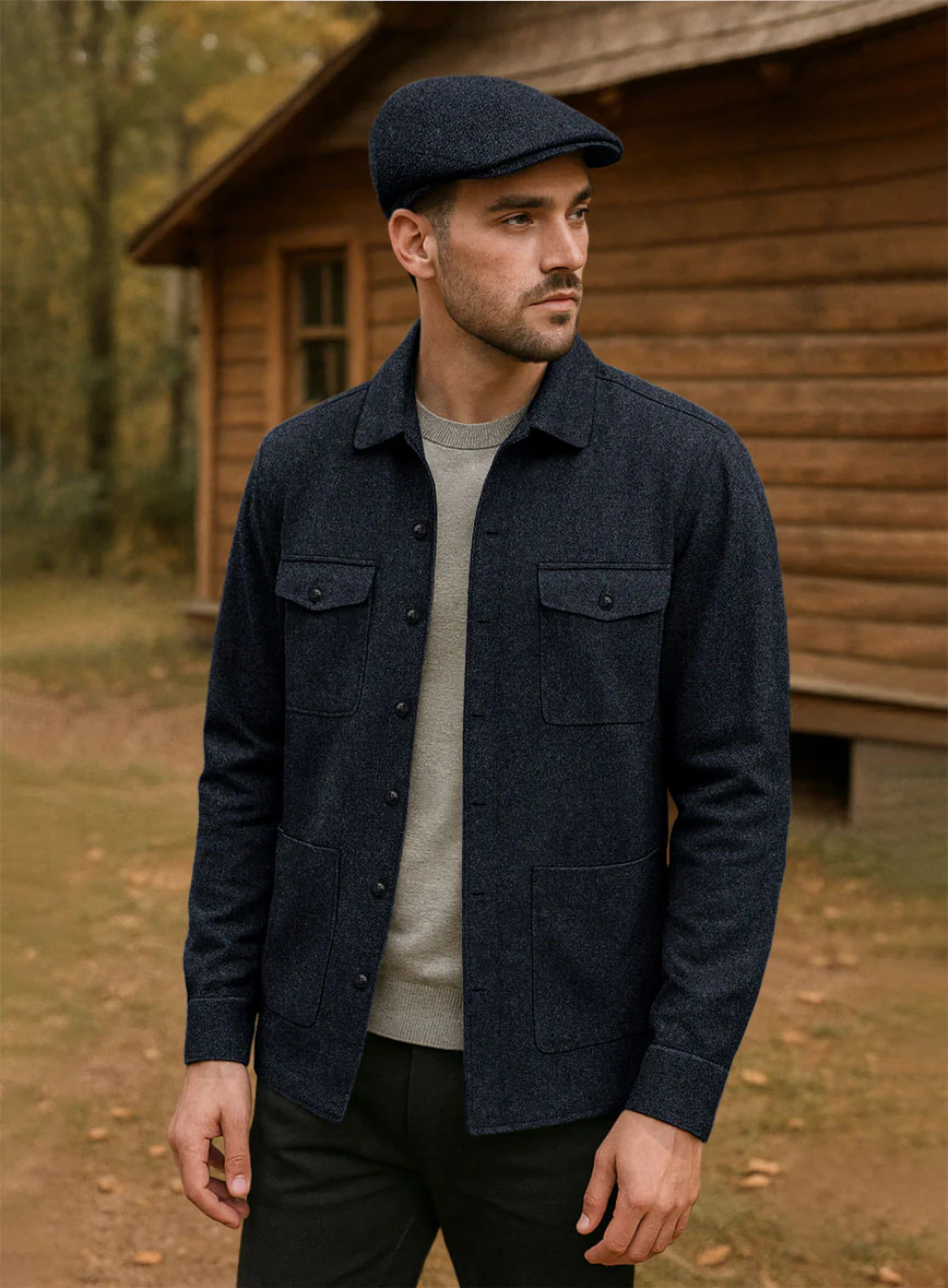 Playman Blue Denim Tweed Overshirt