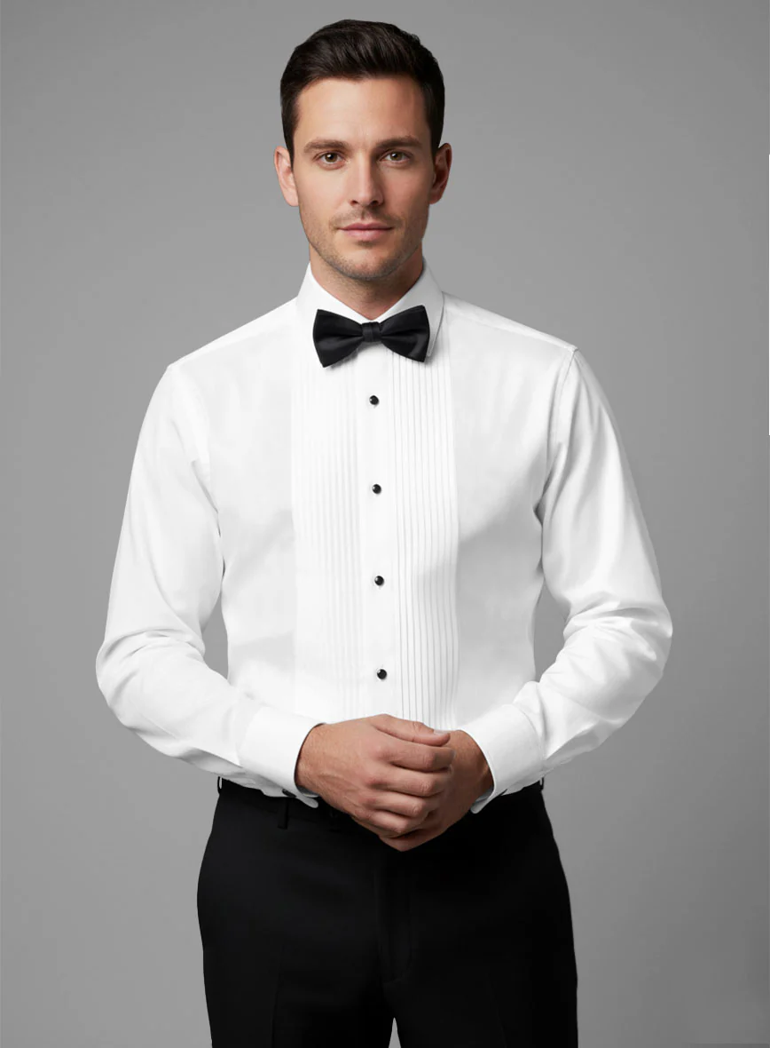 Pleated White Tuxedo Shirt