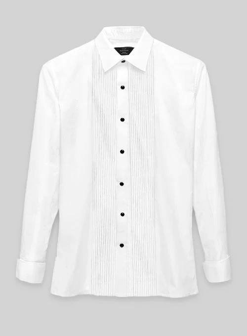 Pleated White Tuxedo Shirt - Image 3