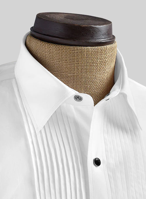 Pleated White Tuxedo Shirt - Image 6