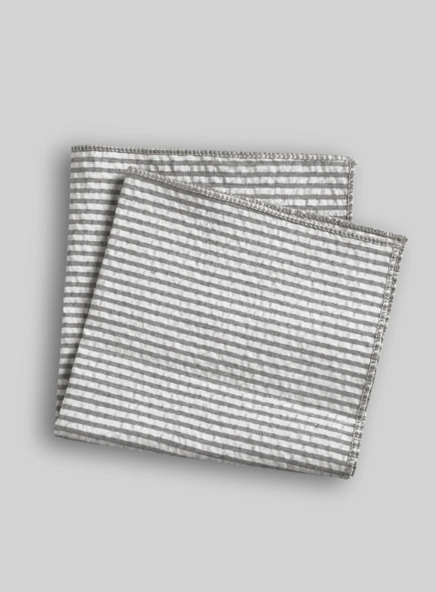 Pocket Square - Gray Seersucker