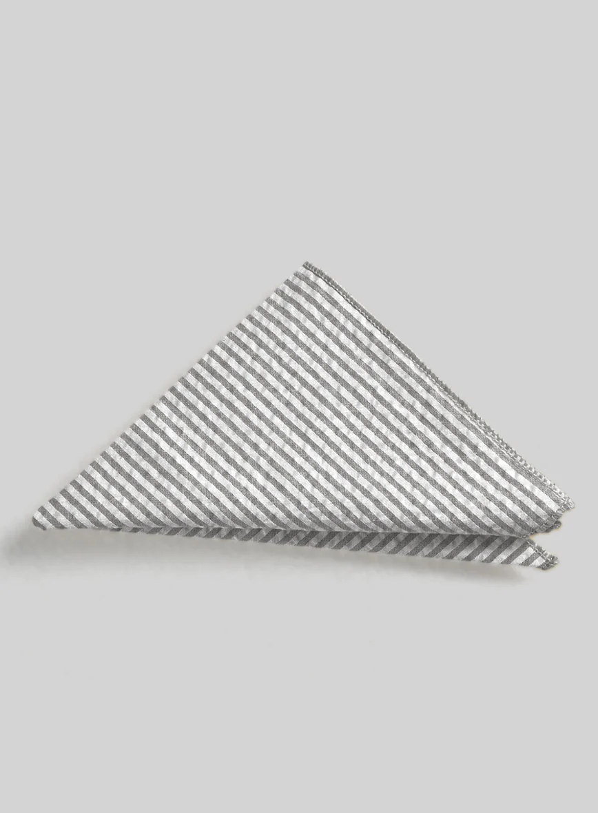 Pocket Square - Gray Seersucker - Image 2