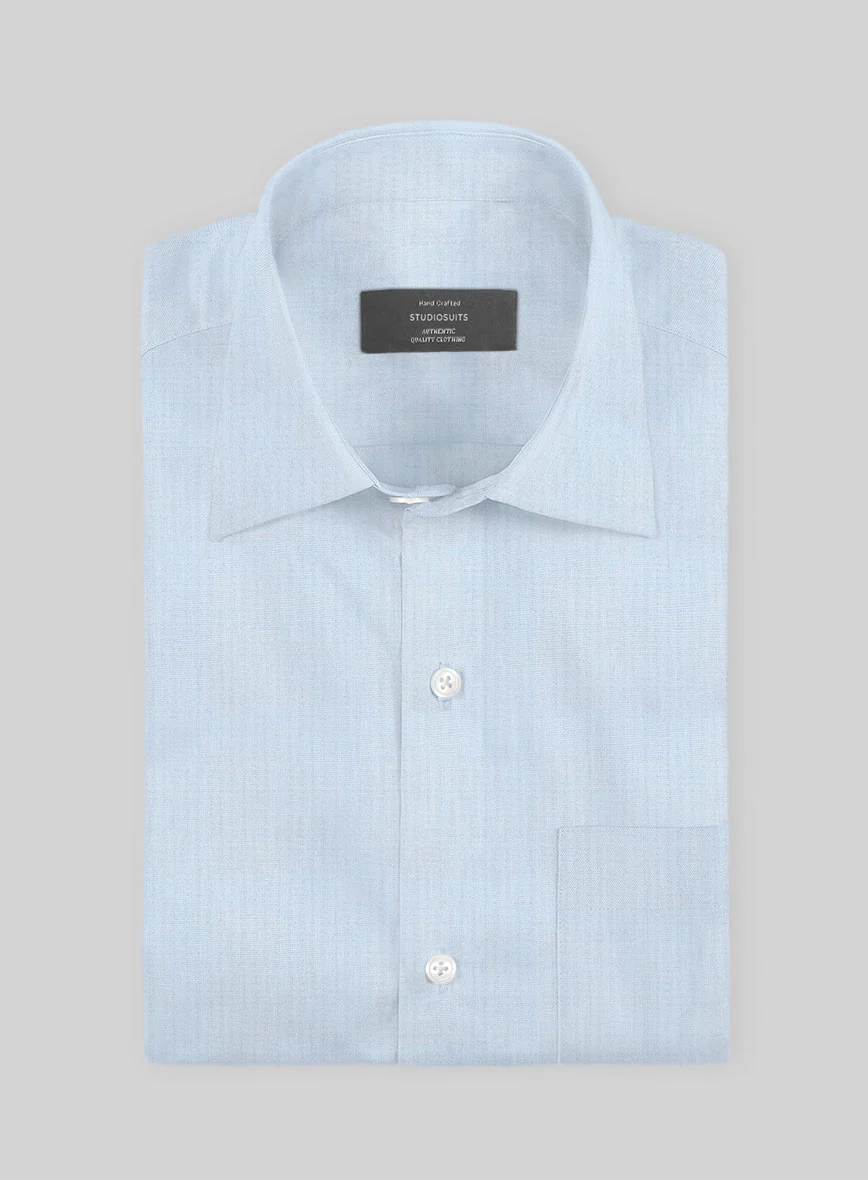 Powder Blue Herringbone Cotton Shirt