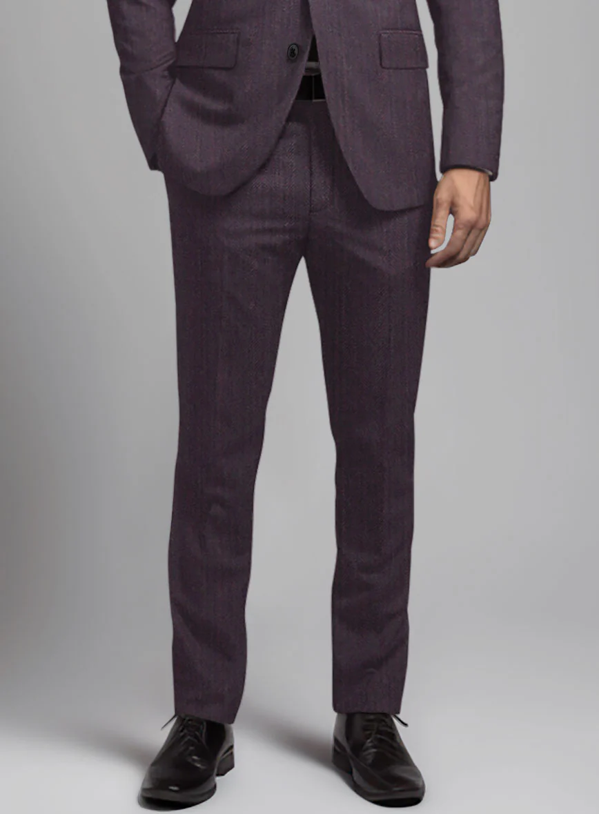 Purple Herringbone Wool Suit - Image 5