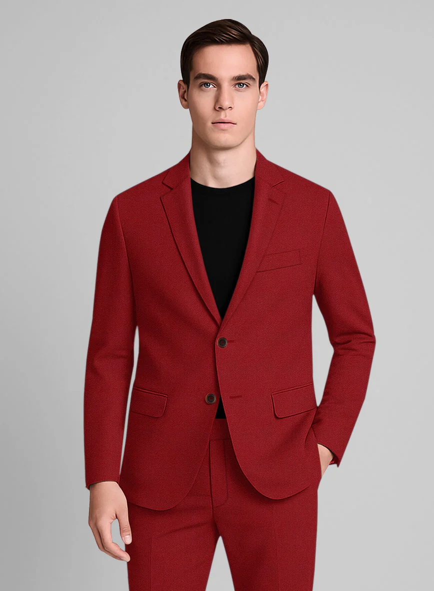 Red Napoli Stretch Light Weight Cotton Jacket - Image 2