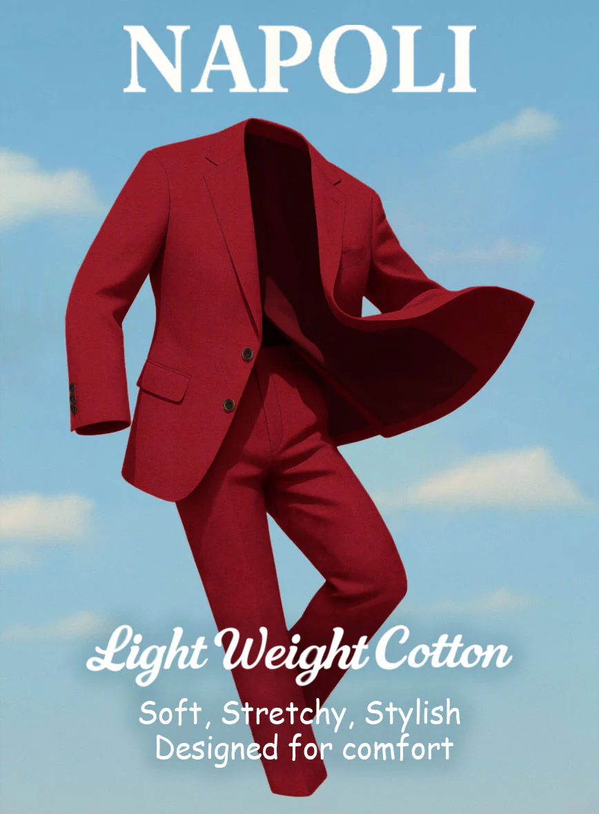 Red Napoli Stretch Light Weight Cotton Jacket - Image 4