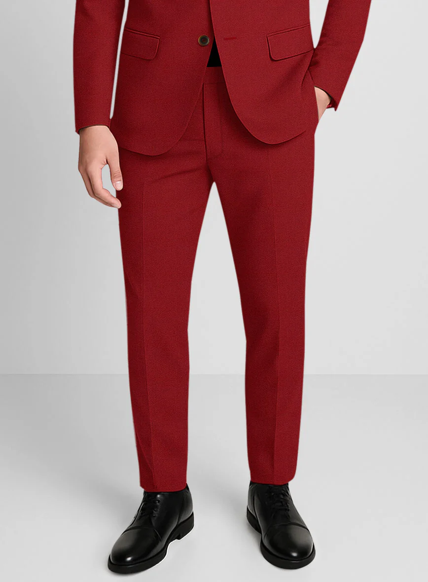 Red Napoli Stretch Light Weight Cotton Pants - Image 2