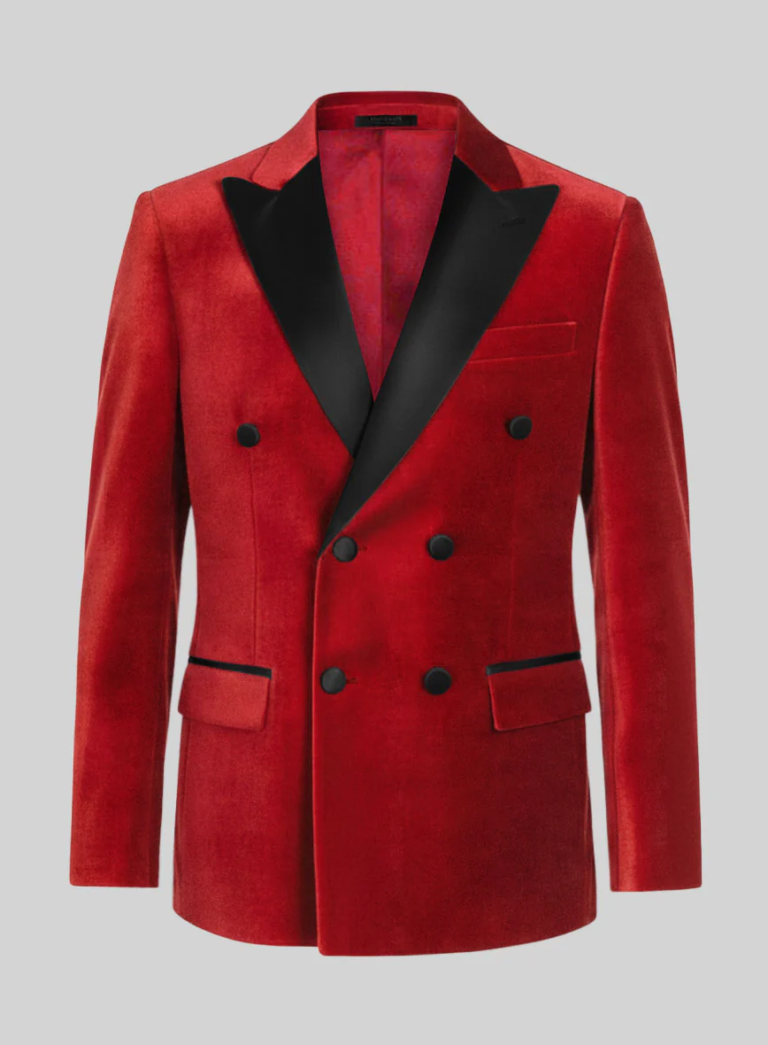 Red Velvet Double Breasted Tuxedo Jacket