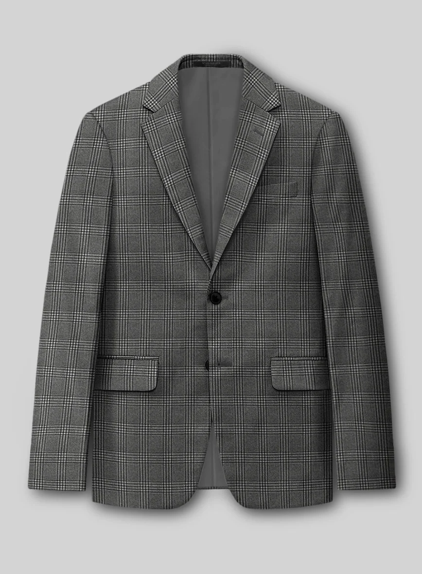Reda Azelo Gray Checks Wool Jacket