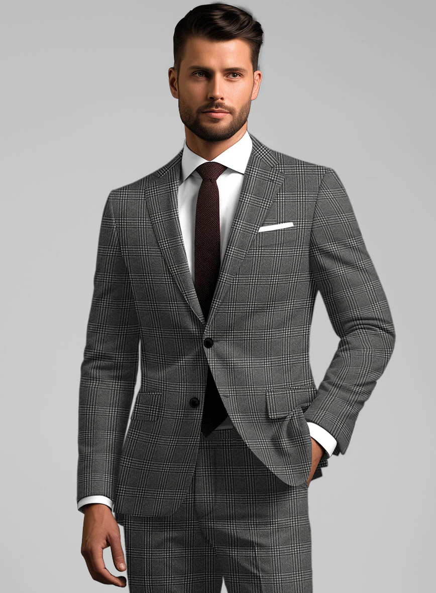 Reda Azelo Gray Checks Wool Jacket - Image 2