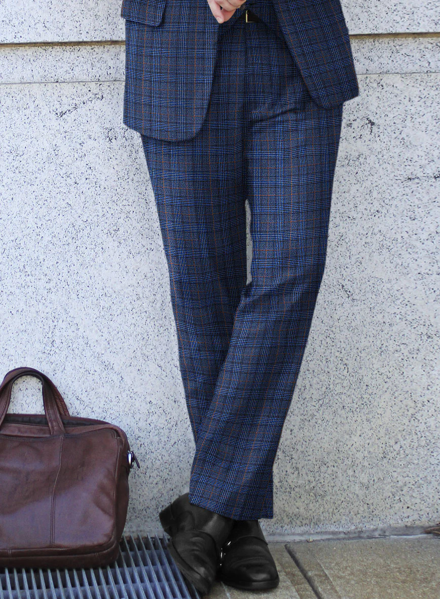 Reda Azul Blue Checks Wool Pants - Image 2