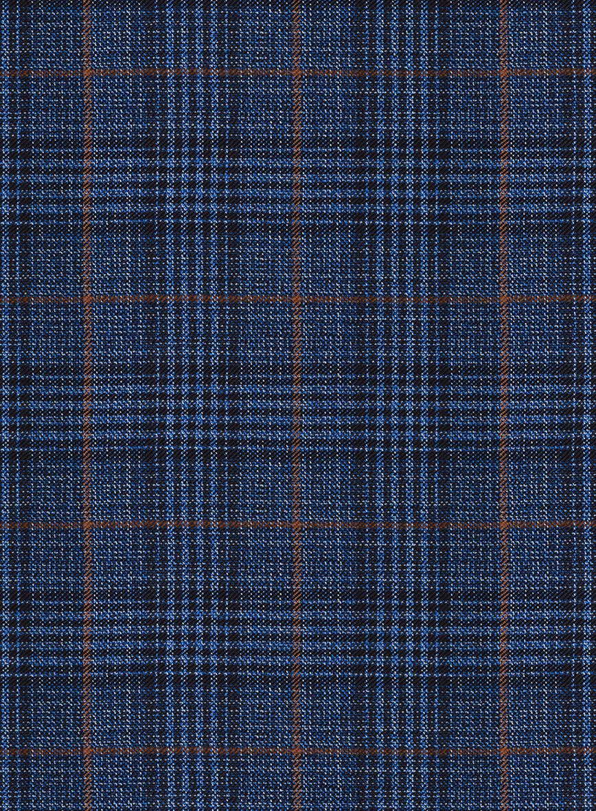 Reda Azul Blue Checks Wool Pants - Image 3