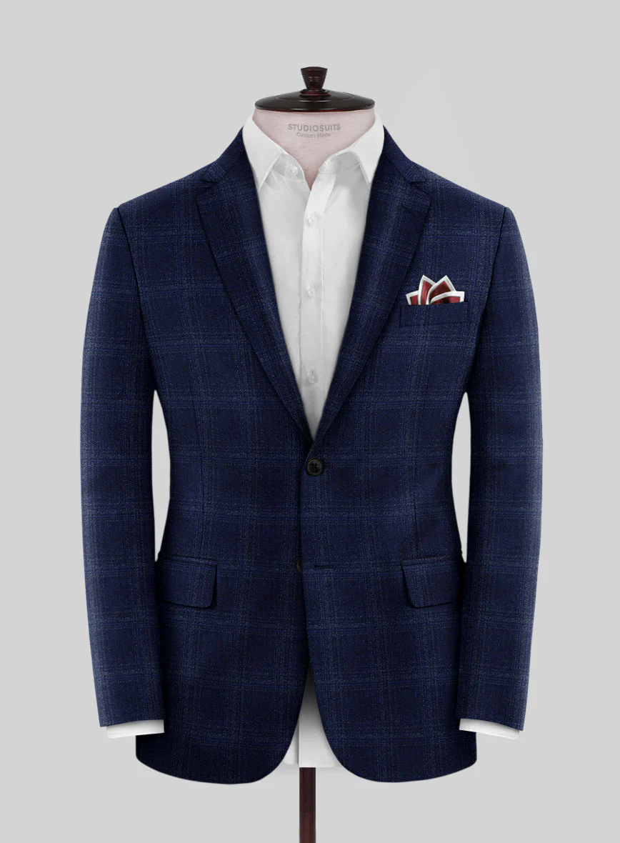 Reda Berato Blue Checks Wool Jacket
