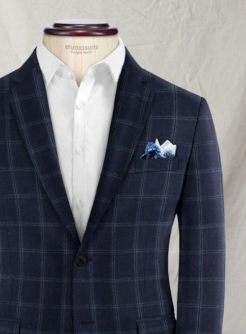 Reda Blue Checks Wool Jacket - Image 3