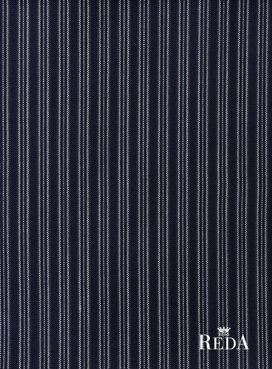 Reda Bravon Dark Blue Stripe Wool Pants - Image 3