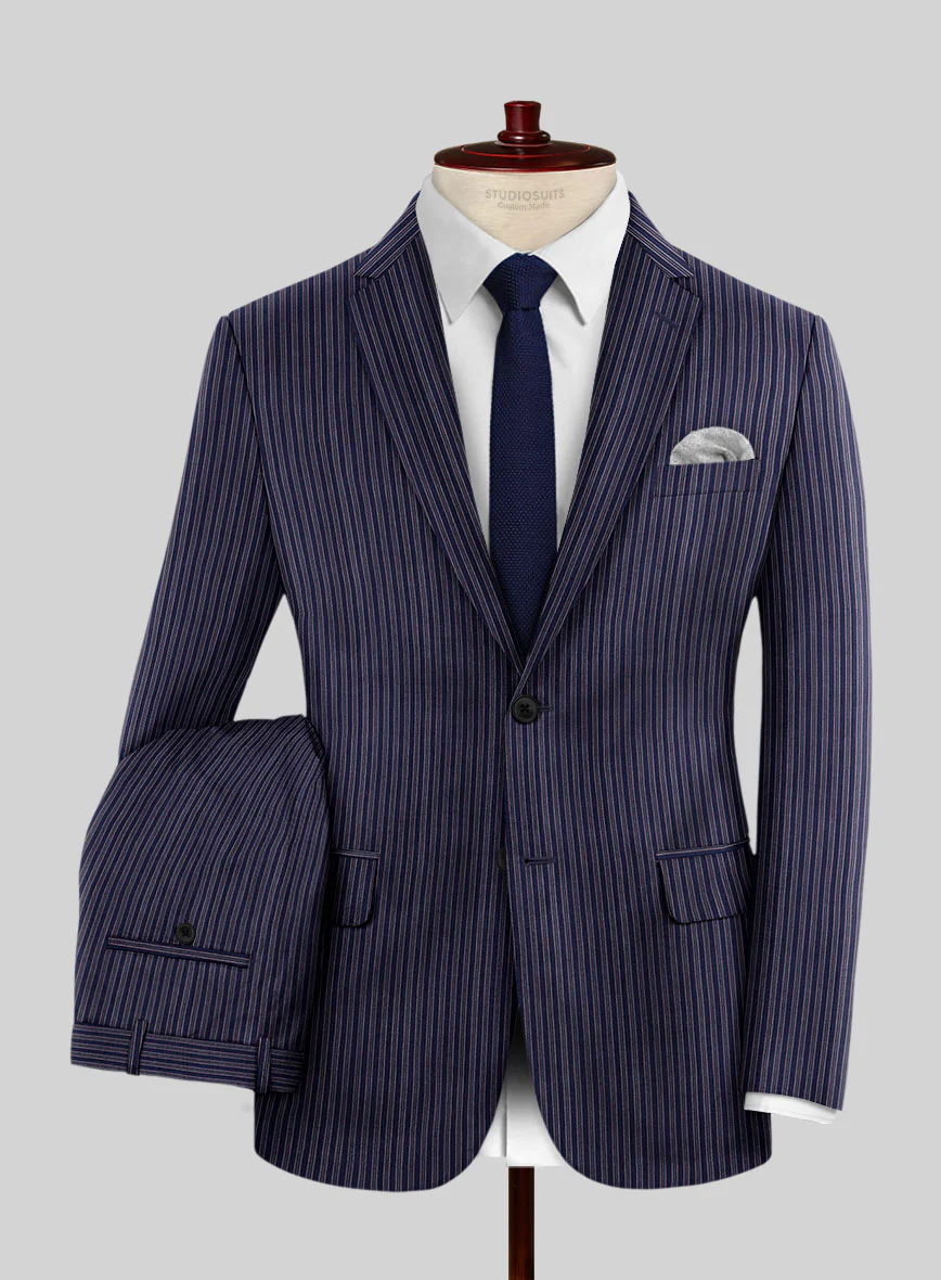 Reda Bravon Navy Blue Stripe Wool Suit
