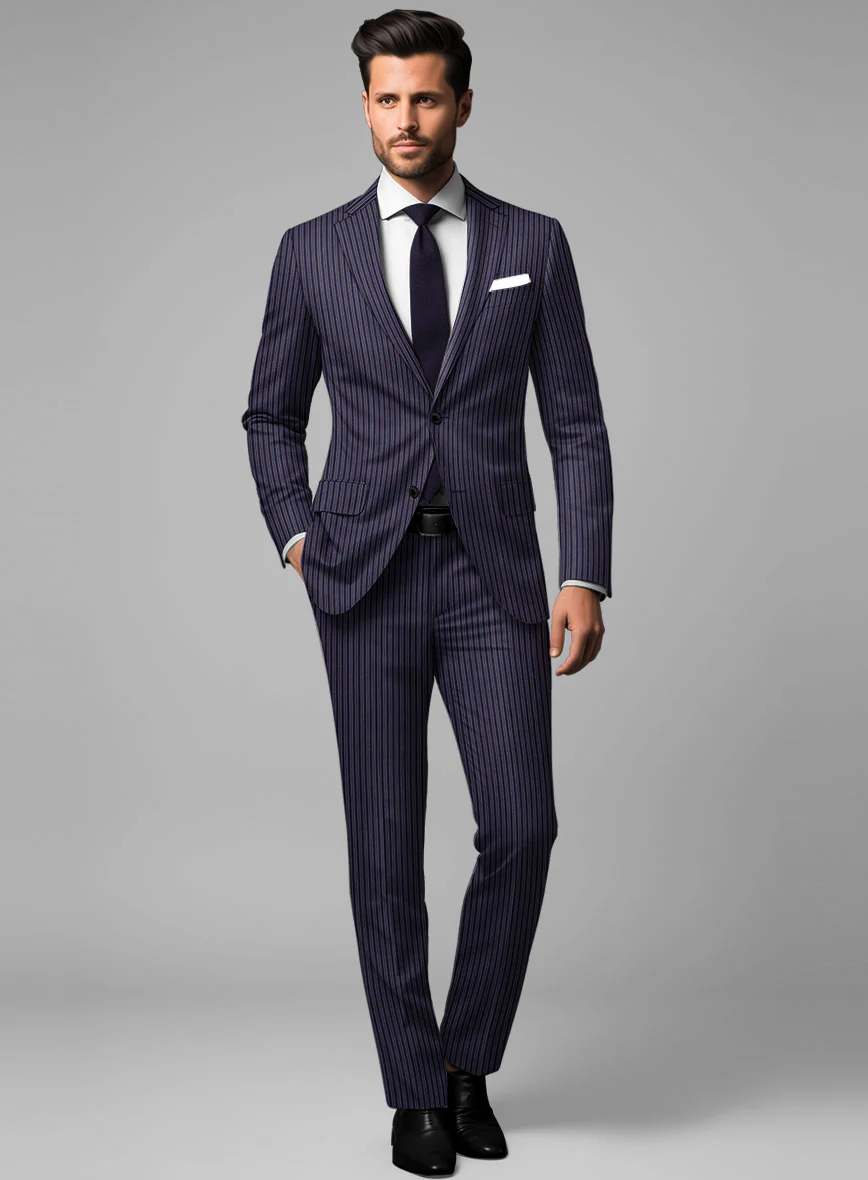 Reda Bravon Navy Blue Stripe Wool Suit - Image 2