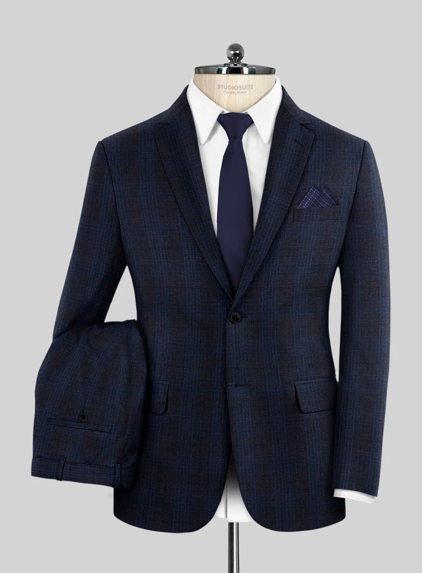 Reda Carli Blue Checks Wool Suit