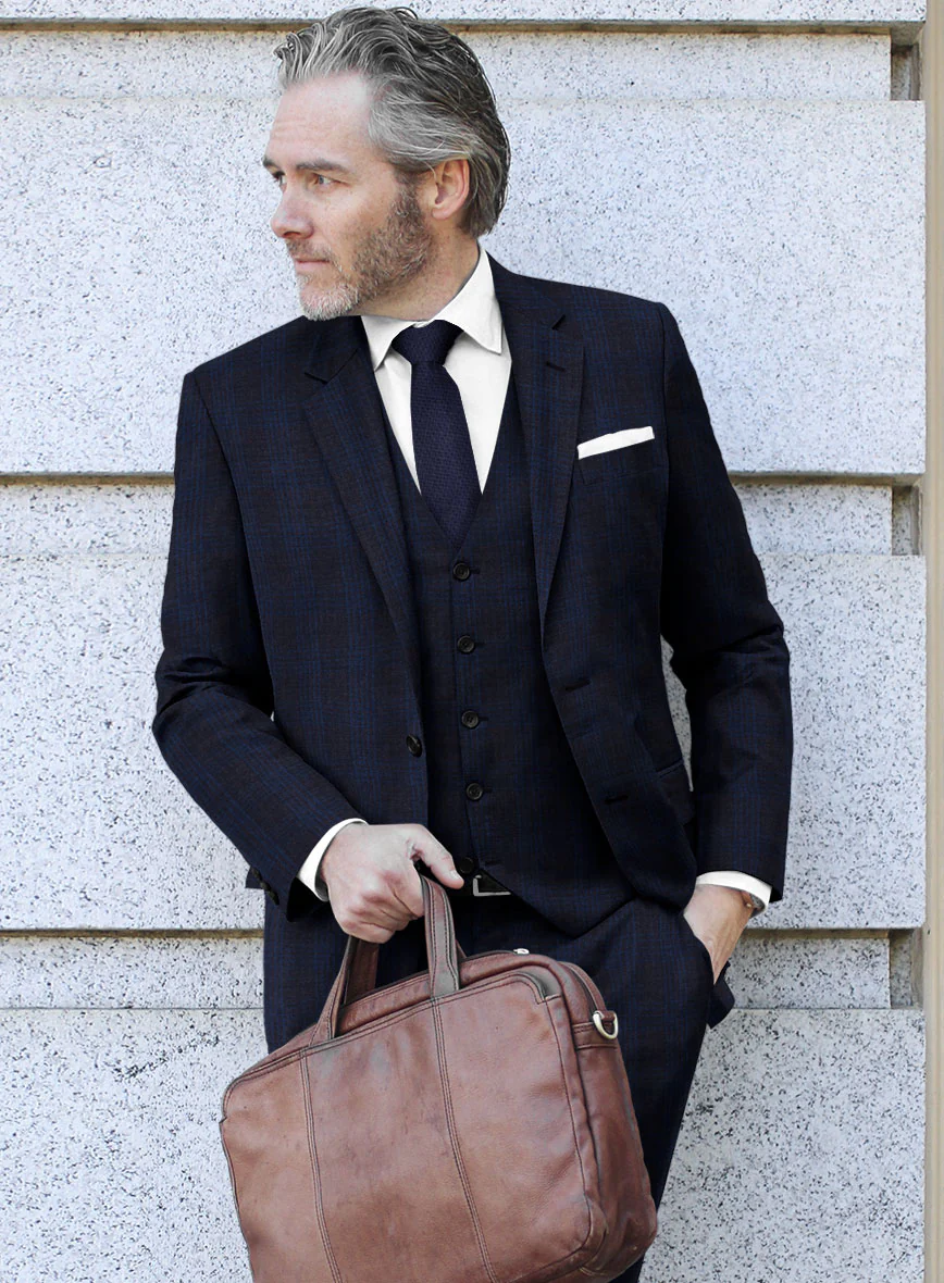 Reda Carli Blue Checks Wool Suit - Image 4
