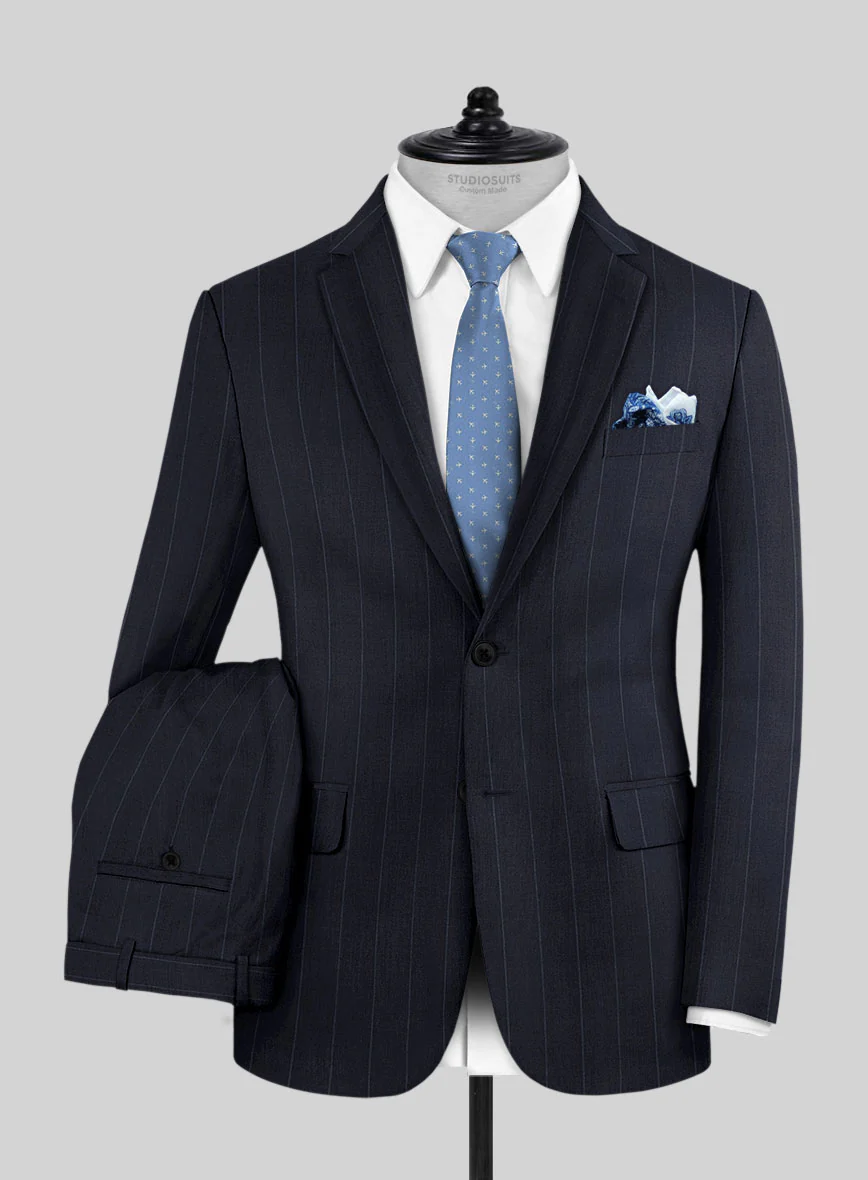 Reda Cashmere Blue Chalkstripe Wool Suit