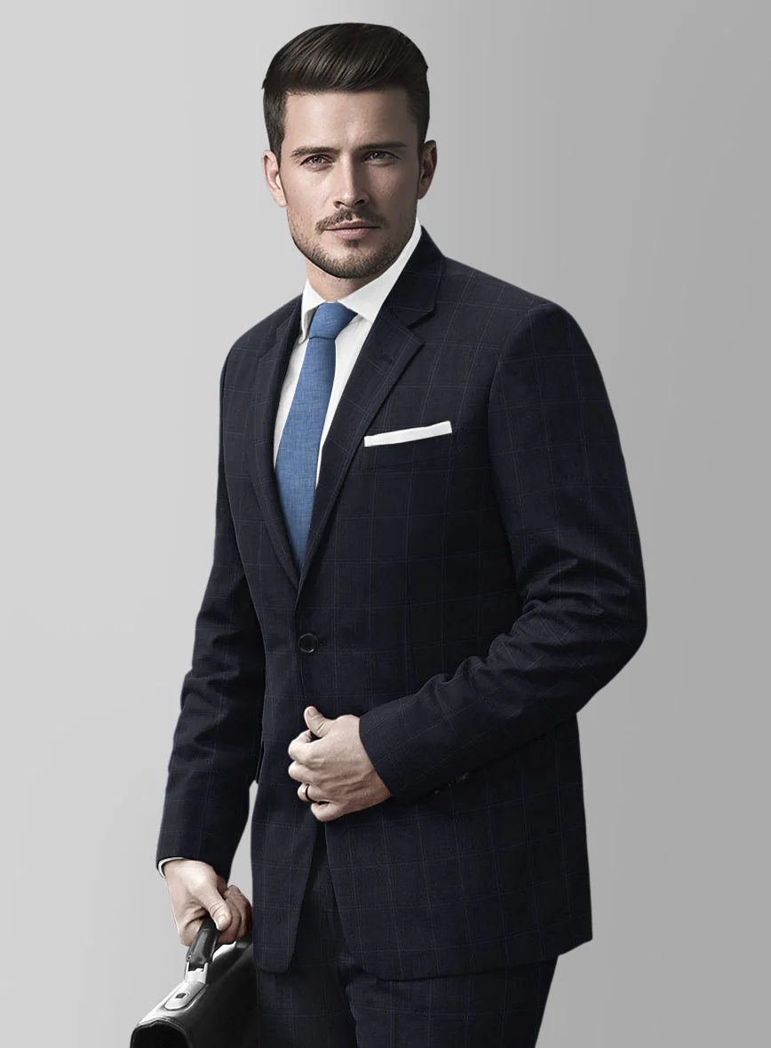 Reda Cashmere Blue Windowpane Wool Jacket - Image 2
